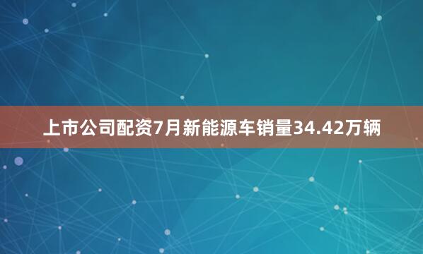 上市公司配资7月新能源车销量34.42万辆